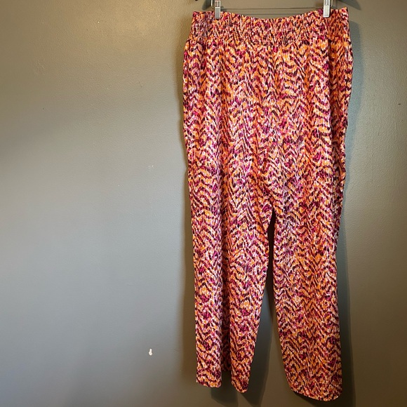 NWT Bar III 3X Womens Orange Pink Wide Leg High Rise Tiger Tracks Lounge Pants! - Picture 16 of 16